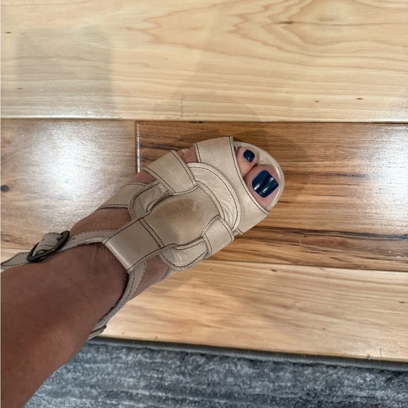 BEDlSTU Wooden Heel Leather Cream/TanBrown Shoes, Size 7 - Picture 8 of 8